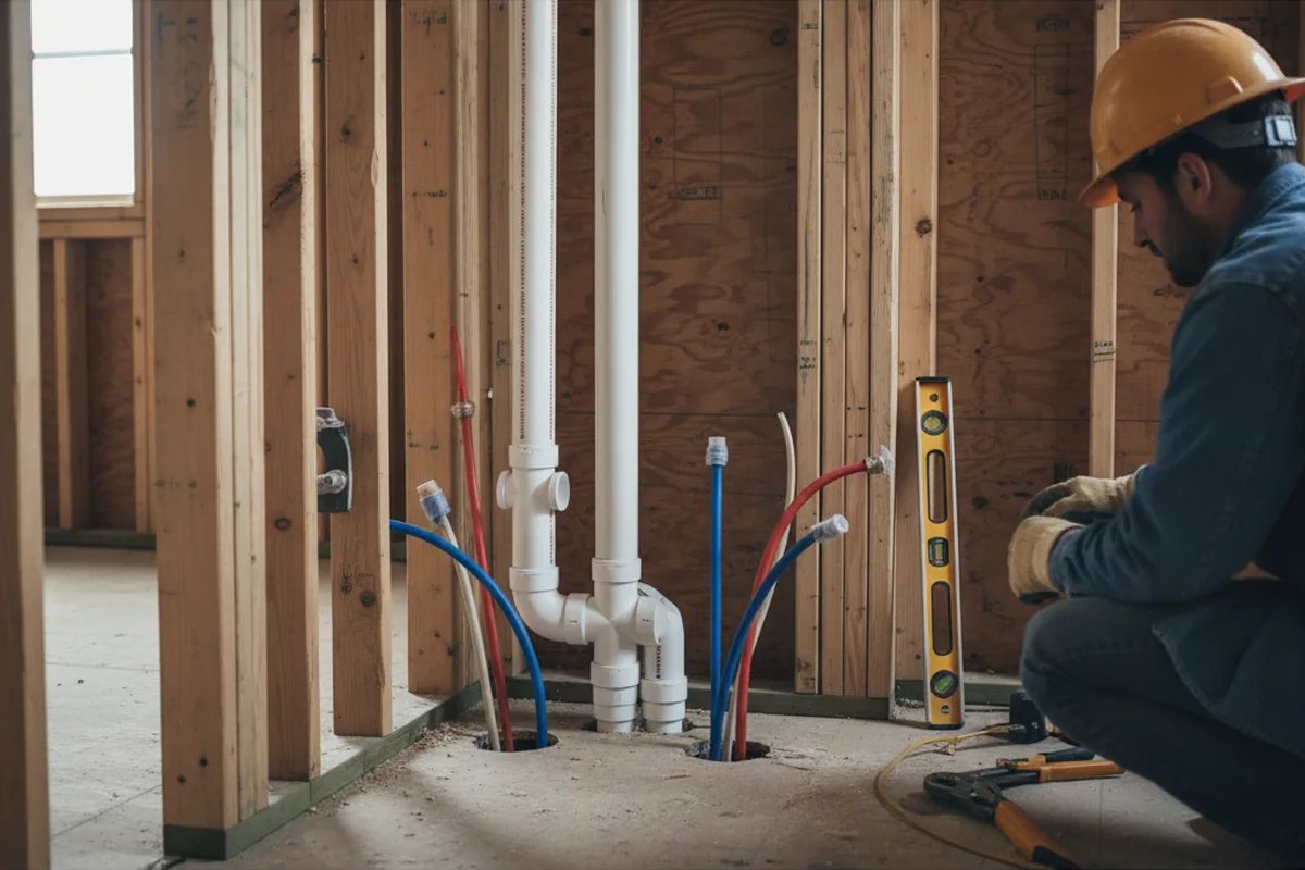 Drain and supply rough-in during Leak Detection in New Bloomfield