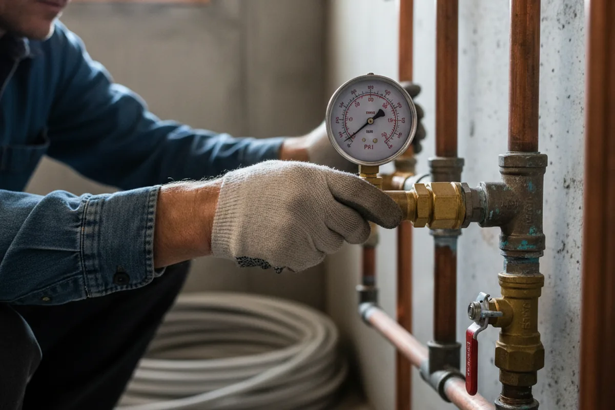 Pressure testing a repaired line during Water Line Repair in New Bloomfield